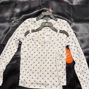 White and Blue Heart Pattern Kids Cardigan Cami Set